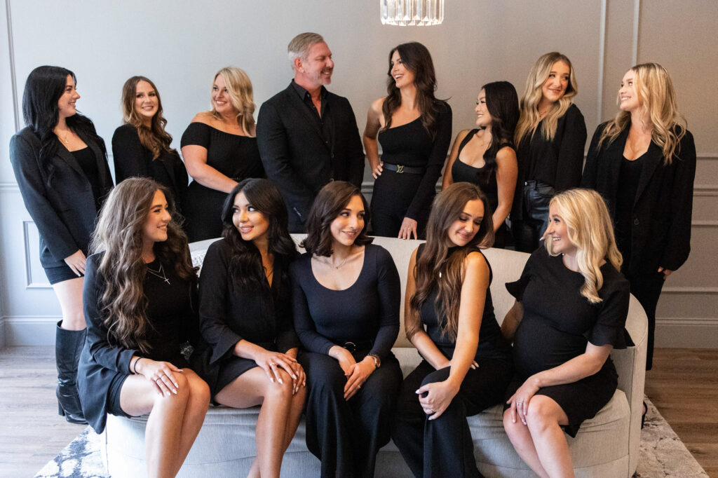 An artful and energetic group shot of the Look Lab Team. These are the experts who will help you experience the best facial in St. Louis.