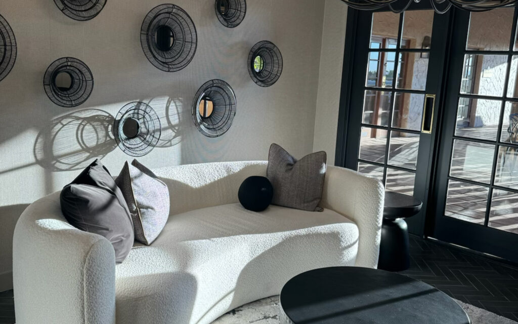 The comfortable and sleek waiting room at Look Lab, where patients arrive to have the best filler in Scottsdale.